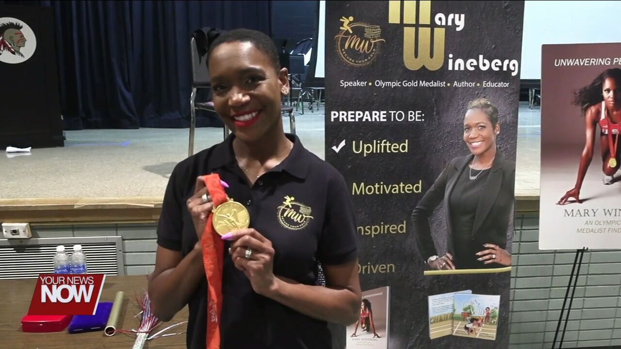 Olympic gold medalist Mary Wineberg inspires Shawnee Middle School students